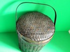 Vintage Japanese Asian Wedding Basket Bamboo With Lid And Handle