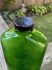 Vintage Green Glass Refrigerator Water Bottle With Image Of Well