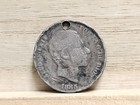 1885 3 50 Centavos Philippines Silver   835  Coin  alfonso Xi  Holed