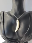 Vintage Silver Tone Horn Pendant Necklace Boho Tribal Style Jewelry Unisex