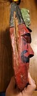Rare Vtg Wood Carved 14   South American Guatemalan Red Man Mask W Parrot