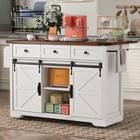 53 7  Farmhouse Kitchen Island With Power Outlet Kitchen Storage Island Cabinet