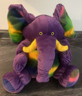 Stuffins Elephant Plush Stuffed Animal Purple Rainbow 16  Toy Vintage Excellent