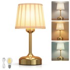 Cordless Table Lamp 5000mah Rechargeable Battery Desk Lamp Fabric Shade Gold