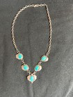 Vtg Silver Turquoise Necklace 925 Sterling Navajo Southwest Signed