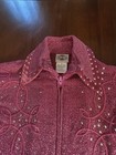 Rods Zip Up Sequin Sparkle Ladies Western Horse Show Shirt Pink Size Small
