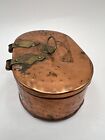 Vtg Oval Hinged Copper And Brass Box With Lid Sweden Trinket Box 