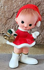Vintage Mid Century Japan Ceramic Christmas Elf Pixie Figurine 4 5  Bells Ardco 