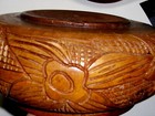 Vintage Rustic Handmade Carved Wood Jewelry Box Floral   Fish Style Rare Find 