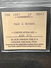 1907 Canada 1 Cent  Red And Brown  Iccs Graded Ms-63