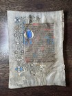 Rare C 1435 Illuminated Medieval Book Of Hours Leaf On Vellum     Gold Initial