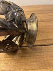 Antique Art Noveau Silver Plate On Brass Filligree Bowl Holder  Tulip   Leaf   