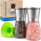 Stainless Steel Sea Salt And Pepper Grinder Set Of 2 - Adjustable Ceramic - G   