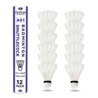 12 Pack Badminton Shuttlecocks - Durable Nylon   Goose Feather Birdies For Sport
