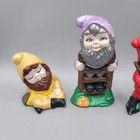 Vintage Gnome Figurines Set Of 4 Small Hand Painted Ceramic Kitsch 