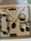 Rare Complete Vintage Bojar 10k Gold   Gf Black Onyx Diamond 4 Pc Boxed Set