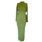 Green Ribbed Knit Maxi Dress Long Sleeve Mock Bodycon Sweater Dress Olive New