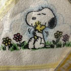 Dundee Hooded Baby Towel White Yellow Trim Vintage Snoopy 30 X 35 Inch Made Usa