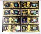 Lots 80 Pcs Black Golden Banknotes Us 1-100 Dollar Set Crafts Notes Money Gift