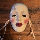 Vintage Mardi Gras New Orleans Ceramic Harlequin Mask Porcelain Blue Butterfly