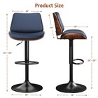 Bar Stools Set Of 2 Swivel Adjustable W pu Leather Back For Kitchen Dining Blue