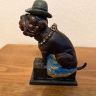 Vintage Ole Puffer Cast Iron Mechanical Bank Working Coin Bank Cigar Nickels