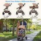 2-in-1 Foldable Baby Stroller Reversible Bassinet Pram W  Storage   Cup Holder