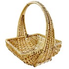 Vintage Rattan Woven Wicker Gathering Basket Light Blonde Natural Handle 7x6x9 