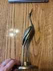 Vintage Solid Brass Heron Crane Egret Bird Figurine Mcm 12  Tall Sculpture