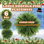 6 Pcs Christmas Placemats Set 15 Inch Large Greenery Placemats Round Norfolk Pin