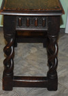 Antique Rare English Open Barley Twist Splaying Legs Oak Hand Carved Joint Stool