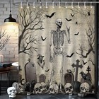 Mocsicka Halloween Skull Shower Curtain Gothic 72 w X 72 l  pack Of 1   Black