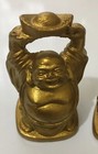 Three Miniature Laughing Buddha Statues Resin Gold Approx 2   