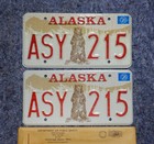 1976 Alaska Bicentennial Bear License Plate Pair   Set - Unused Match   Envelope
