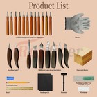 44-piece Wood Carving Kit With Leather Case     Knives  Chisels   Sharpening Stone