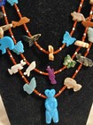 Vintage Southwestern Zuni Fetish 43 Stone Animals  Coral Heishi Beads   Bear 