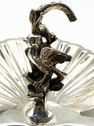 Vintage Art Nouveau Style Silver On Copper Double Shell Dish W bird Vine Finial