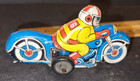 Mini Japan Vintage Tin Litho Friction Blue Motorcycle - Rider  16