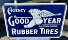 Vintage Goodyear Rubber Tires Porcelain Sign  Goodyear Rubber Co   1917  Rare
