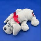 Vintage 1985 Tonka Pound Puppies Grey Plush Dog Puppy Red Bow Stuffed Animal Toy