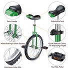 20 Inch Green Unicycle Adjustable Height Leakproof Mountain Tire Cycling Sports