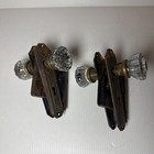 Antique Door Knobs Mortise Skillman Lock Set Glass Crystal Backplates No Key 