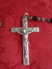 Antique Vintage Rosary By Creed Sterling Silver Wood Beads