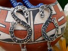 Quetzalcoatl Sterling   Lapis Necklace Pre-columbian Aztec Style Handmade Mexico