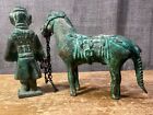Antique Chinese Bronze Man And Horse Small Figurine sculpture Vintage Antiquity