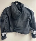 Adidas Cropped Windbreaker Zip Hooded Jacket Size L Women   s Black White Pullover