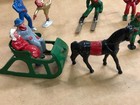 1950s Barclay Lead Winter Scene Figures  Set Skaters  Horse Sleigh  Skiers  Sled