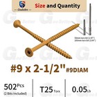 500pcs  9 X 2-1 2  Deck Screws Self Tapping Wood Decking Fencing Screws T25 Torx