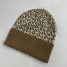 Michael Kors Knit Logo Mk Hat Tan Creme New Nwot Stretchy