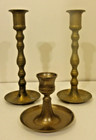 3 Antique Brass Candlestick Vintage Candle Holders  2 At 7 Inch 1 At 3 25  Inch